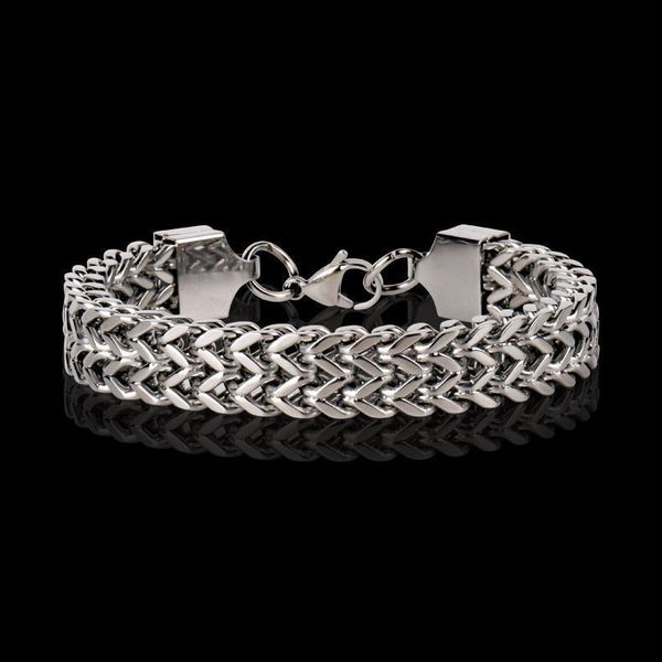new titanium steel jewelry boy's domineering hip hop double row and mesh bracelet titanium steel bracelet, Black
